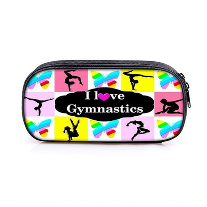 Elegant Gymnastic Art Print Cosmetic Bag Women Pencil Case Stationary Bag Canvas