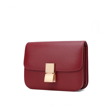 Real Leather Small Flap Box Square Clutch Shoulder Bag Purse Crossbody Trunk