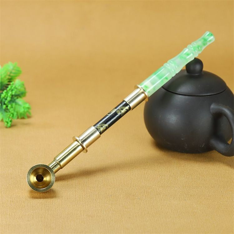 Natural Jade Bamboo Joint Pipe Mouthpiece Healthy Tobacco Pipe Filter Men Gift