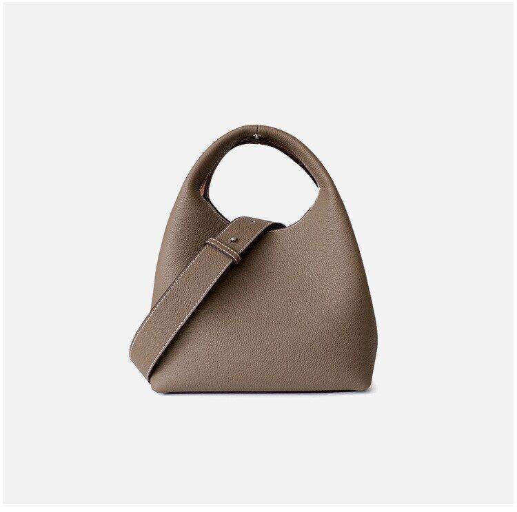 Patchwork Style Women Bucket Bag Texture Cowhide Bag High Grade Ladies Handbag