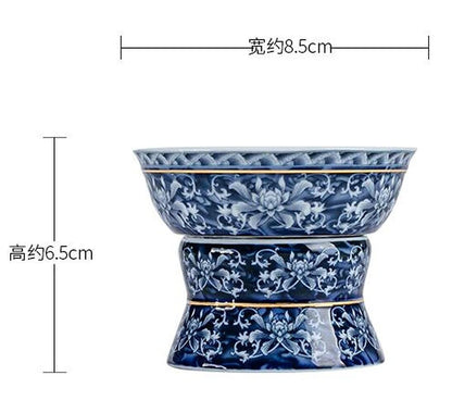 Chinese Traditions Blue Porcelain Filter Tea Strainer Kung Fu Tea Set