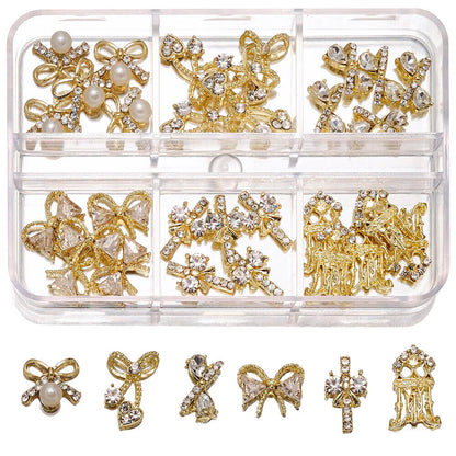 Nail Charms 30Pcs Boxed Luxury Shiny Planet Alloy 3D Art Rhinestones Bling Decor