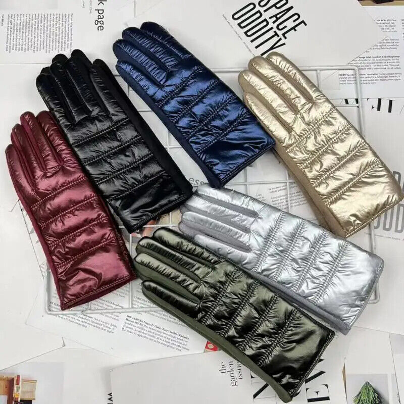 Women Winter Gloves Fleece Cloth Suede Waterproof Keep Warm Touch Screen Mittens