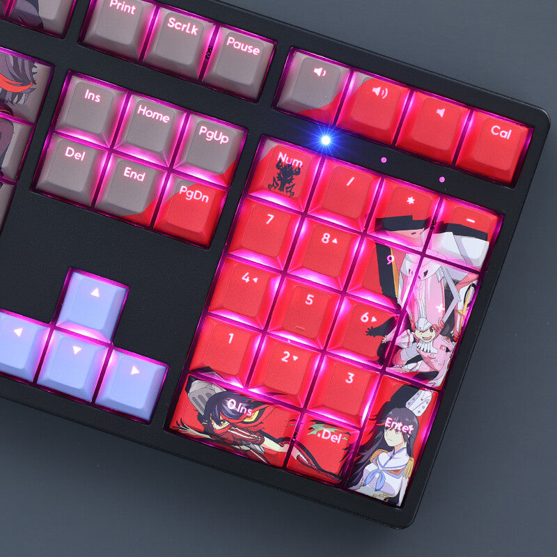 Anime KILL La KILL Cherry Transparent PBT Keycap Set MX for Mechanical Keyboard