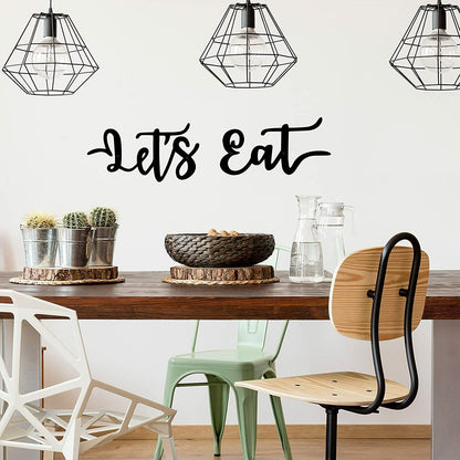2 Pieces Let's Eat Metal Sign, Rustic Black Cutout Eat Kitchen Decor