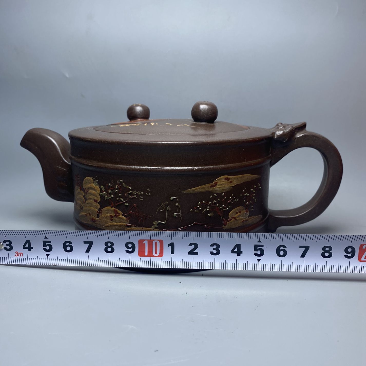 Vintage China Yixing Purple Clay Teapot Zisha Ceremony Painted Landscape Teaware