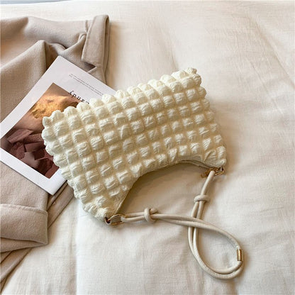 Cute Handbag Canvas Underarm Cloud Shape Shoulder Purse 34*22*10 Cm Whithe/black