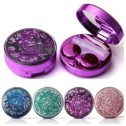 Contact Lens Case Fashion Portable Glitter Bling Stars Eye Care Storage 72x25mm