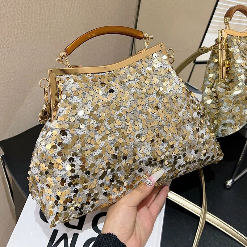 Women Evening Purple Gold Chain Shoulder Bags Wedding Prom Handbags