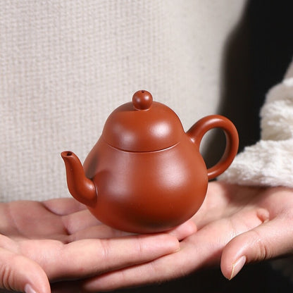 90ml Mini Tea Pot Handmade Marked Real Yixing Zisha Zhu Clay Pear 7 Infuser Hole