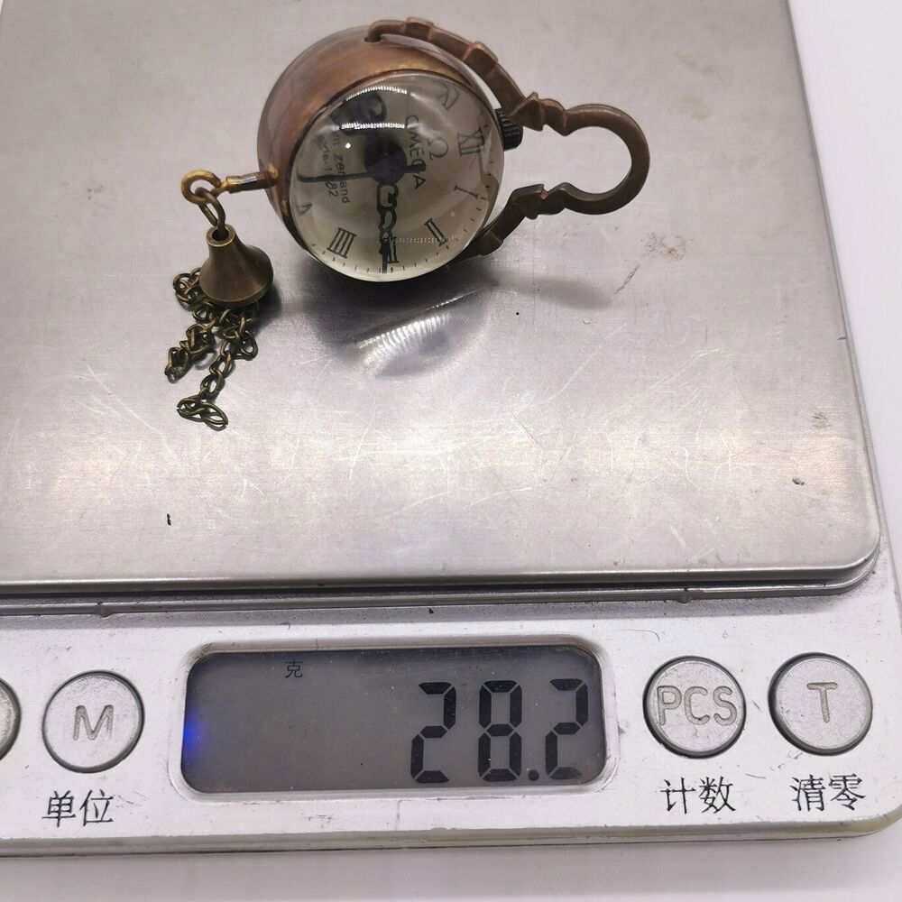 Old Bronze Crystal Ball Bell Mechanical Clock Table Pocket Watch