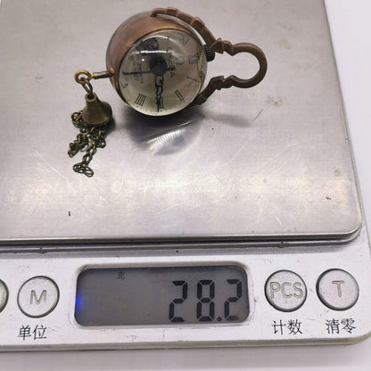 Old Bronze Crystal Ball Bell Mechanical Clock Table Pocket Watch