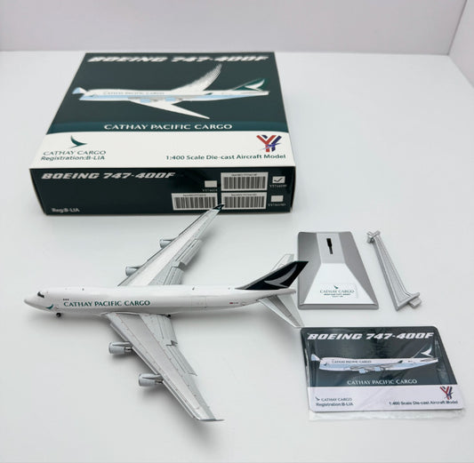 1:400 YY Wings CATHAY PACIFIC CARGO B747-400F Flap Down Airplane Diecast Model