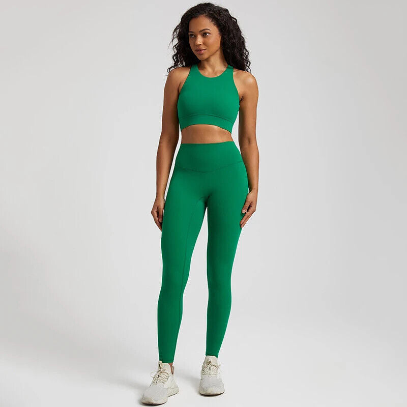 Yoga Set Women Gym Set Clothes 2pcs Running Suit Sports Leggings Pant Sportswear