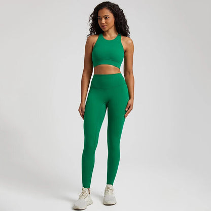 Yoga Set Women Gym Set Clothes 2pcs Running Suit Sports Leggings Pant Sportswear