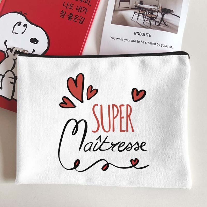 Canvas Makeup Bag White Cosmetic Beauty Organizer Toiletry Storage Pouch Purse