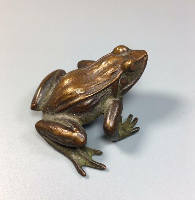 Rare Collectable Pure Copper Solid Frog Statue Chinese Tea Pet table decoration