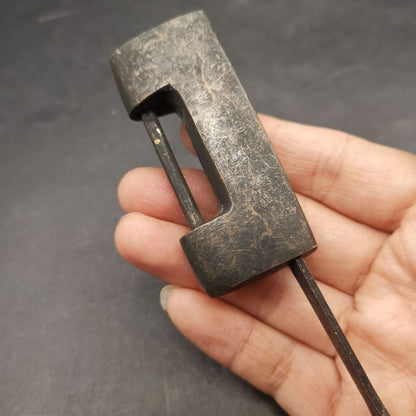 Vintage Antique Bronze Lock Statue Chinese Style Box Padlock Old Collection