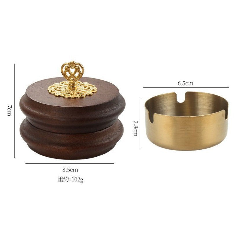 Solid Wood Car Ashtray 7×8.5cm 102g Stainless Steel Liner Anti-Ash Leak
