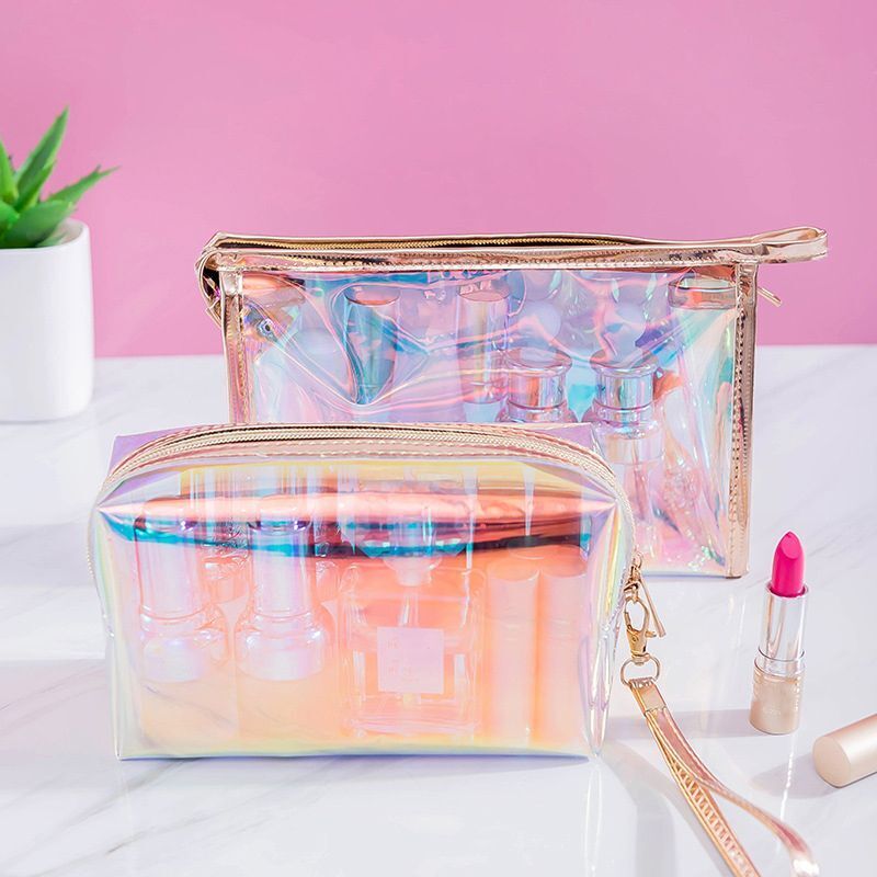 Transparent Pretty Makeup Bag Travel Cosmetic Bag Toiletry Brush Bags Organizer