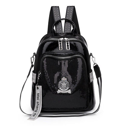 Synthetic Leather Women School Backpacks Black School Bags Retro Traveling 1 PC