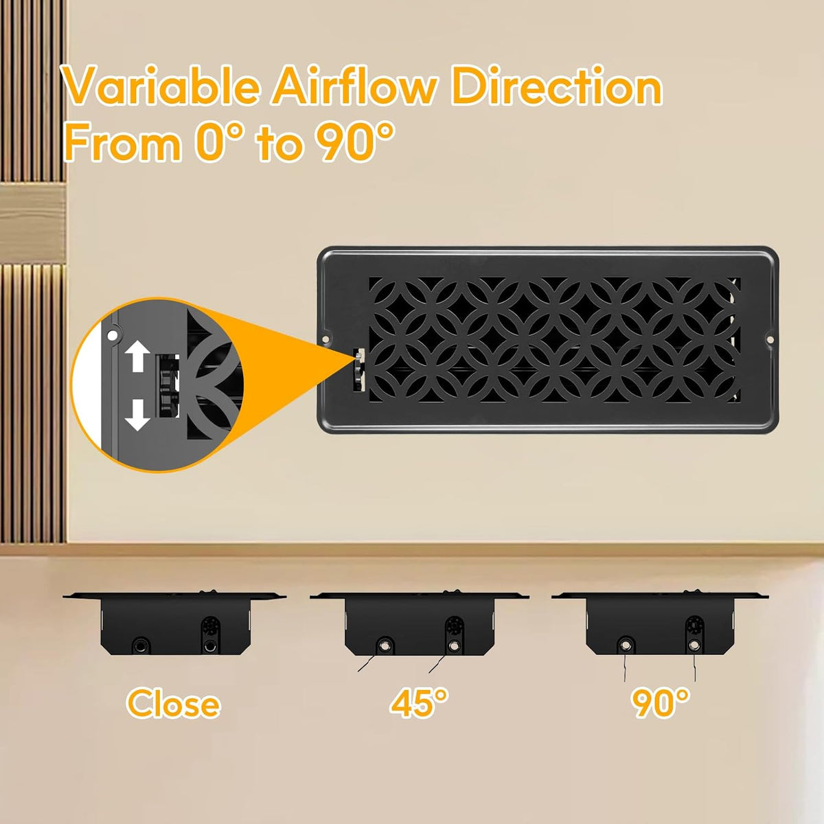Floor Vent Covers, Floor Register 4X12, 2 Pack Adjustable Decorative Vent Covers