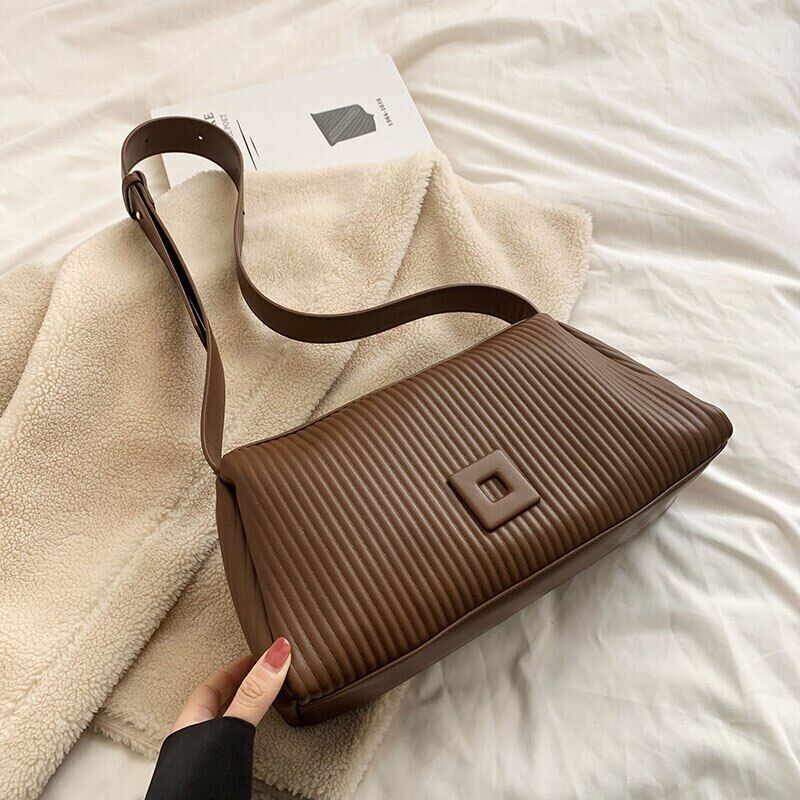 Shoulder Side Bags for Women PU Leather Small Bag Pleats Handbags and Purses