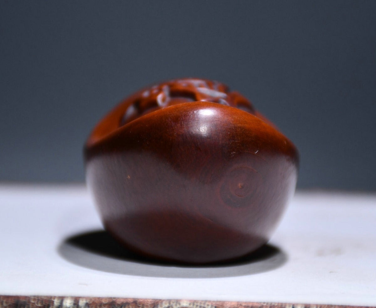Chinese Wood Boxwood Carved Feng Shui Yuanbao Money Wealth Fortune Sculpture