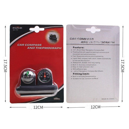 2in1 Guide Ball Car Compass Thermometer Hygrometer Vehicle Interior Accessories