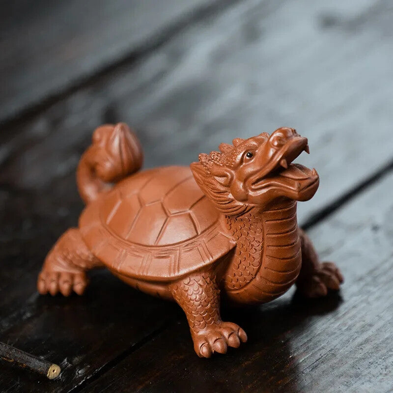 Yixing Purple ClayTea Pet Dragon Turtle Animal Tea Figurine Sculpture Crafts