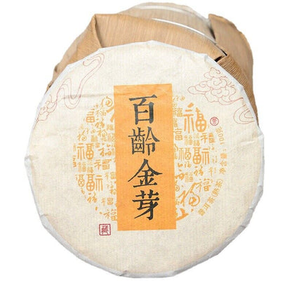 Yunnan Pu-Erh Tea Cooked Tea Cake Bailing Golden Bud Cooked Cake 100g/3.52oz