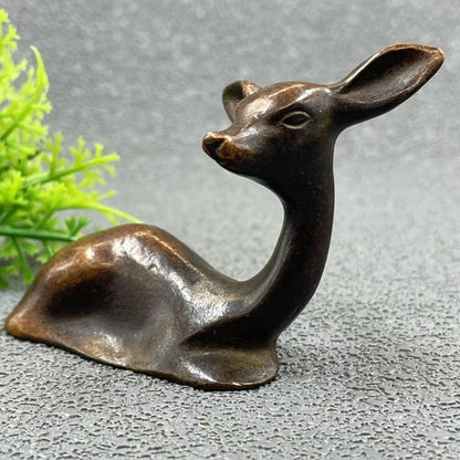 Deer Statue Retro Crafts Metal Carving Decoration Tea Pet Fawn Figurine Deerlet