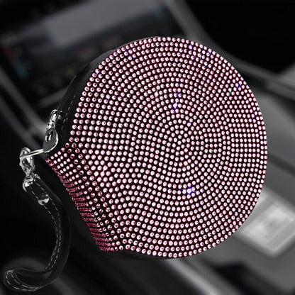Bling Diamond Rhinestone Car Disc CD Storage Bag Box Holder Interior Accessories