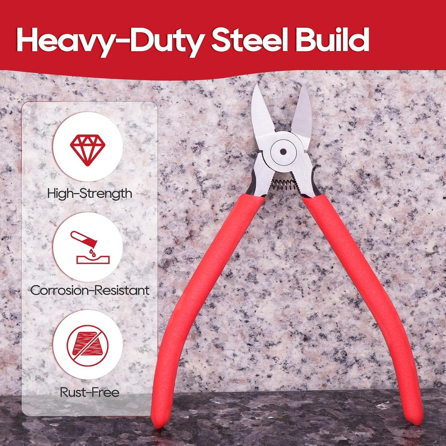 6 Inches Wire Cutters with Longer Flush Cutting Edge, Flush Cutter Tool with Spr