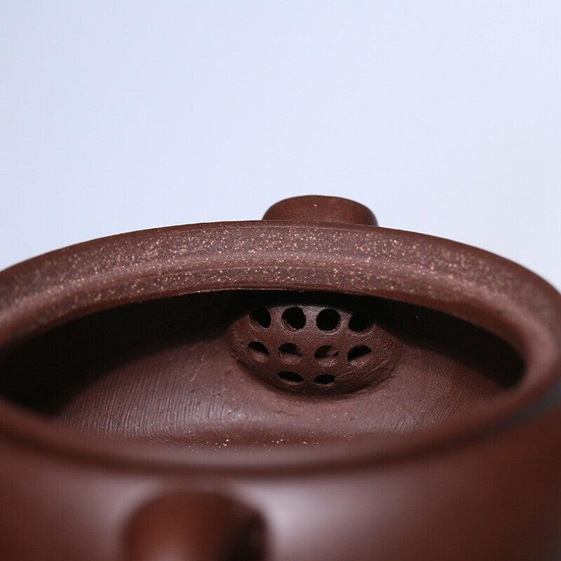 3.4oz handmade tea pot ball shaped infuser holes real yixing zisha purple clay