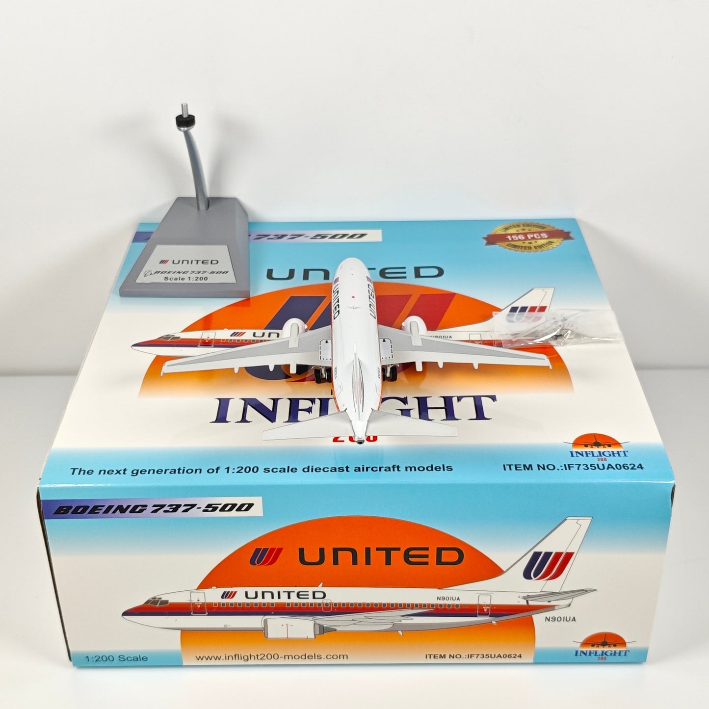 1:200 InFlight United B737-500 N901UA Passenger Airplane Diecast Plane Model