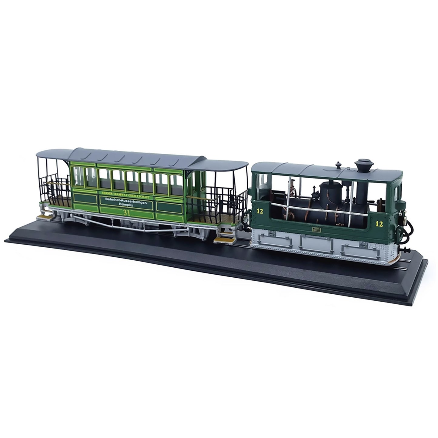 1:87 1894 Swiss G3-3 Rail Tram Vintage Steam Locomotive Plastic Car Model