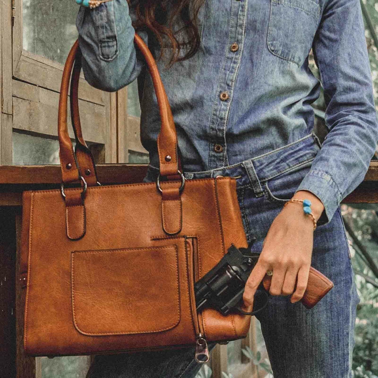 Women Tote Bag Large Concealed Carry Purse Top Handle Shoulder Handbag Bag