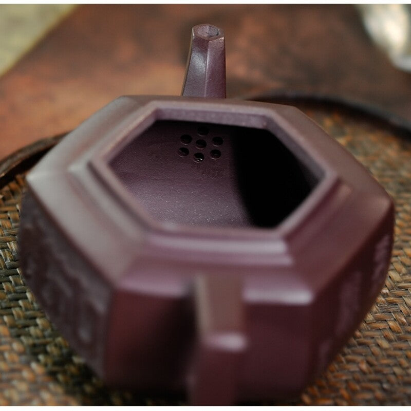 True Yixing Zisha Purple Grit Tea Pot Marked Chinese Handmade Traditional Craft