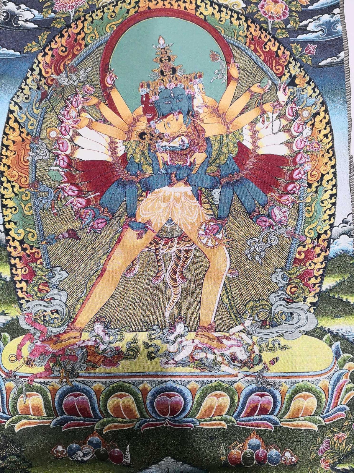 36" Tibet Tibetan Cloth Silk Buddhism Kalachakra Buddha Tangka Thangka Mural