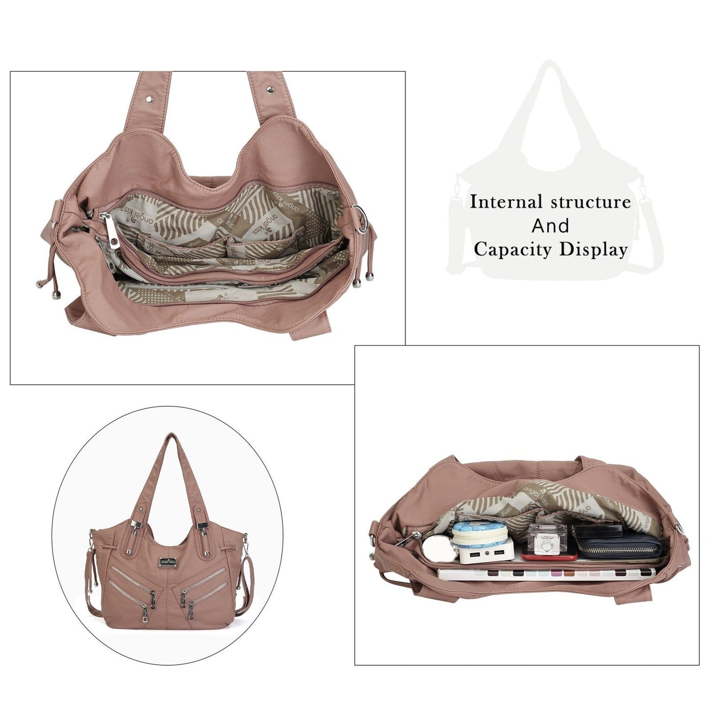 Handbag Shoulder Bags Tote Synthetic Leather Large Purses Red Grey Purple Blue