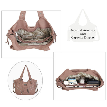 Handbag Shoulder Bags Tote Synthetic Leather Large Purses Red Grey Purple Blue