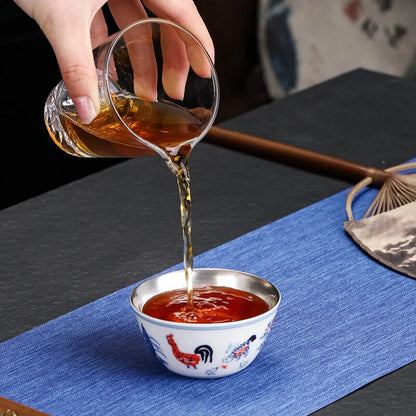 120ml Household Ceramic Gilt Silver Teacup Creative Single Master Cup Tea