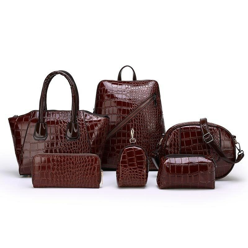 6 pcs/set Luxury Leather Composite Bags Handbag Wallet Backpack Shoulder Bag