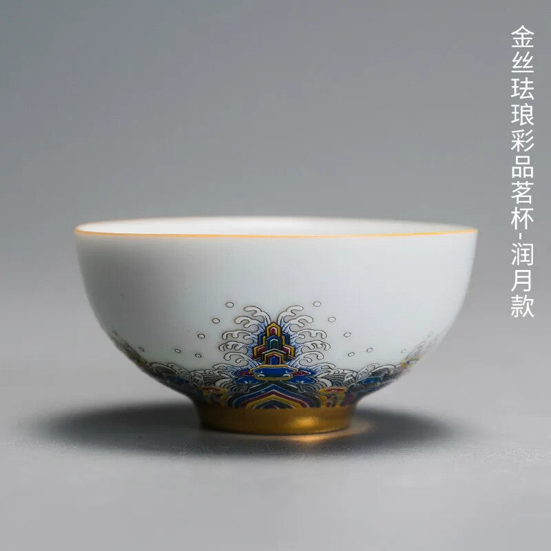 Tea Set Enamel Ceramic Cup Fair Teaware Kitchen Dining Bar Home Garden