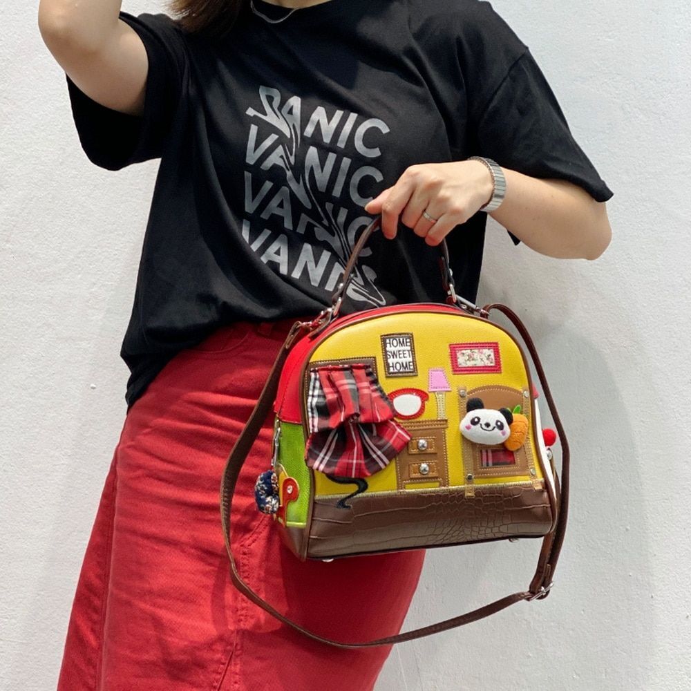 Synthetic Leather Patchwork Embroidery Shoulder Bag Messenger Handbag 23*24*15CM