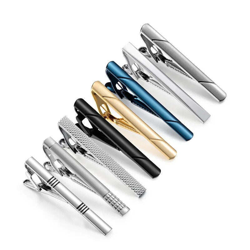Tie Clips 8Pcs Copper Short Pins Set W/ Gift Box Accessories Men Shirt Cufflinks