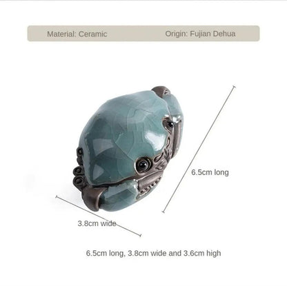 Ge Kiln Cracked Glaze Crab Tea Play 6.5cm 2.6in Kongfu Tea Pet Decoration TeaSet