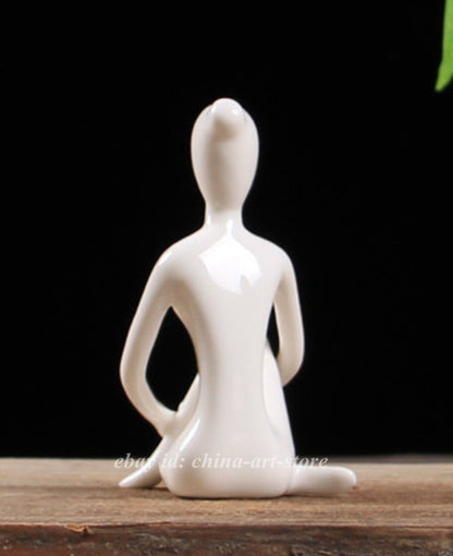 Fine China Ceramics White Porcelain Kung Fu Yoga Beauty Beautiful Woman Statue F