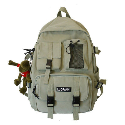 Multiple Pocket Waterproof Nylon Backpack Insert Buckle Schoolbag Book Bags 1 PC